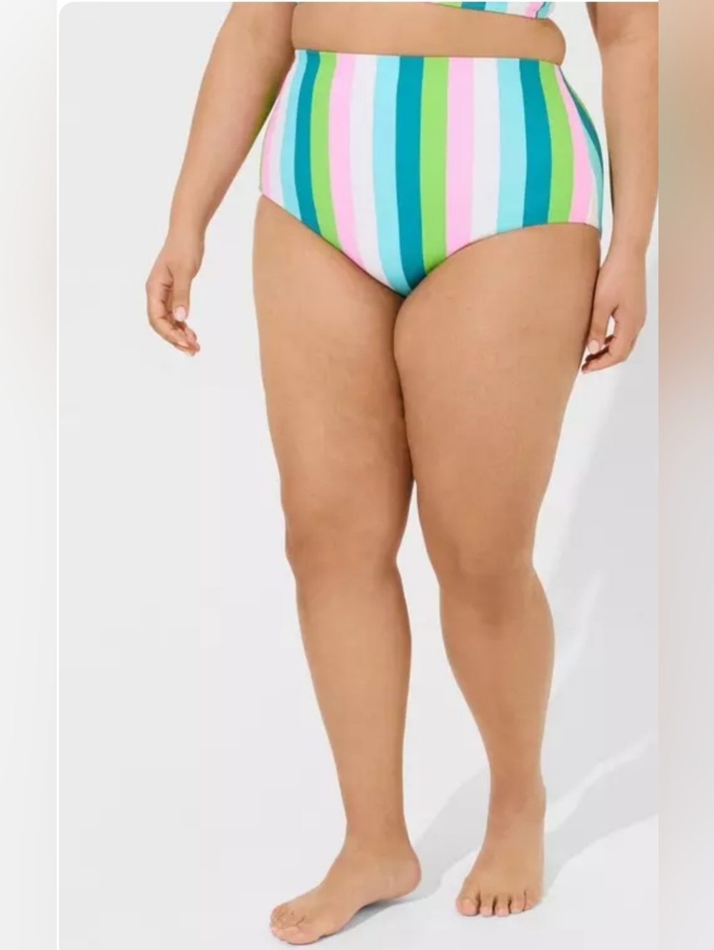 Torrid Size 3 (3X) High Waist Bikini Bottom Pastel Stripe NWT Retro Swim
